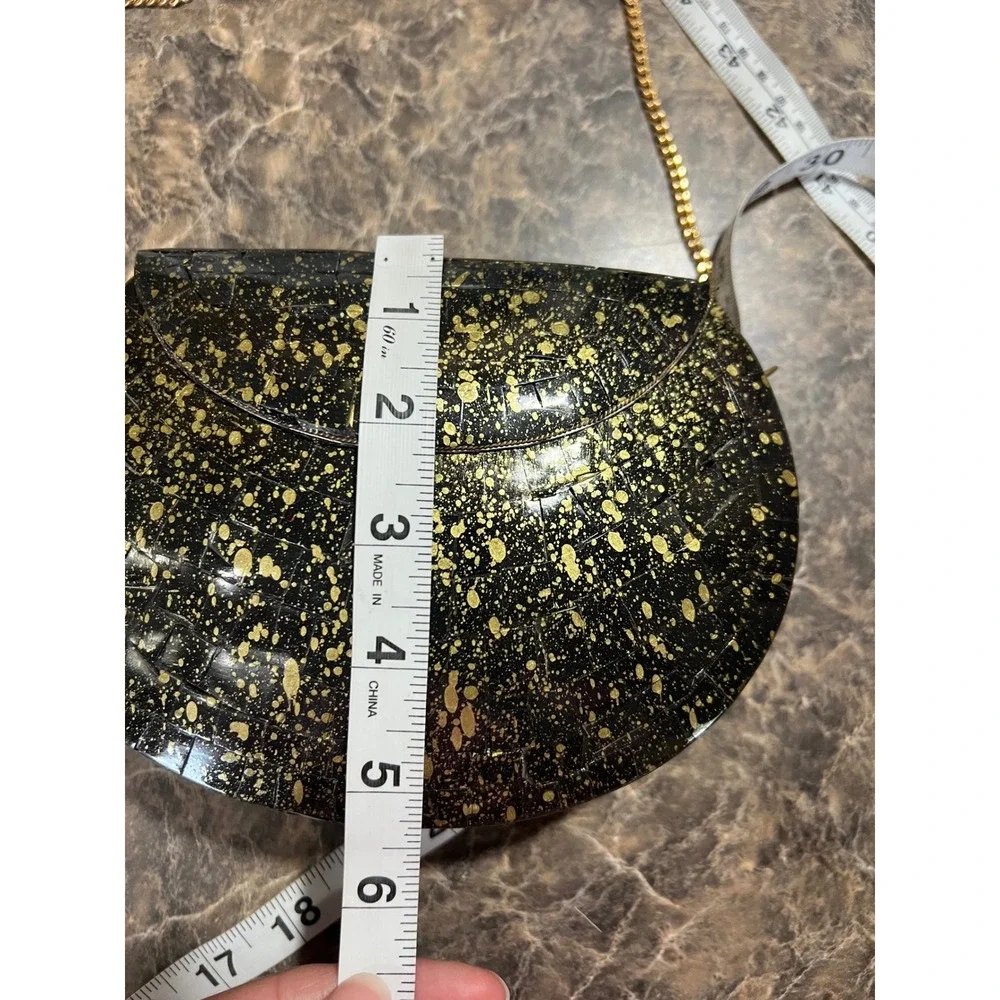 Ramla Handmade Black Gold Elegant‎ Mosaic Tiled Crossbody Clutch Bag Art Deco